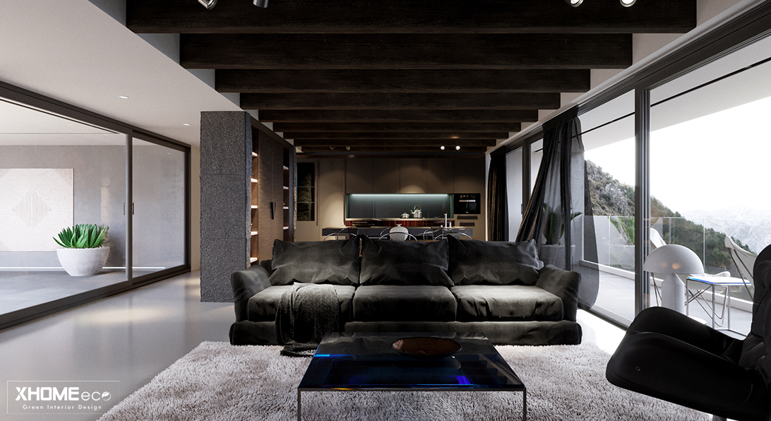 Thiết kế nội thất phòng khách của nội thất sạch XHOME Eco