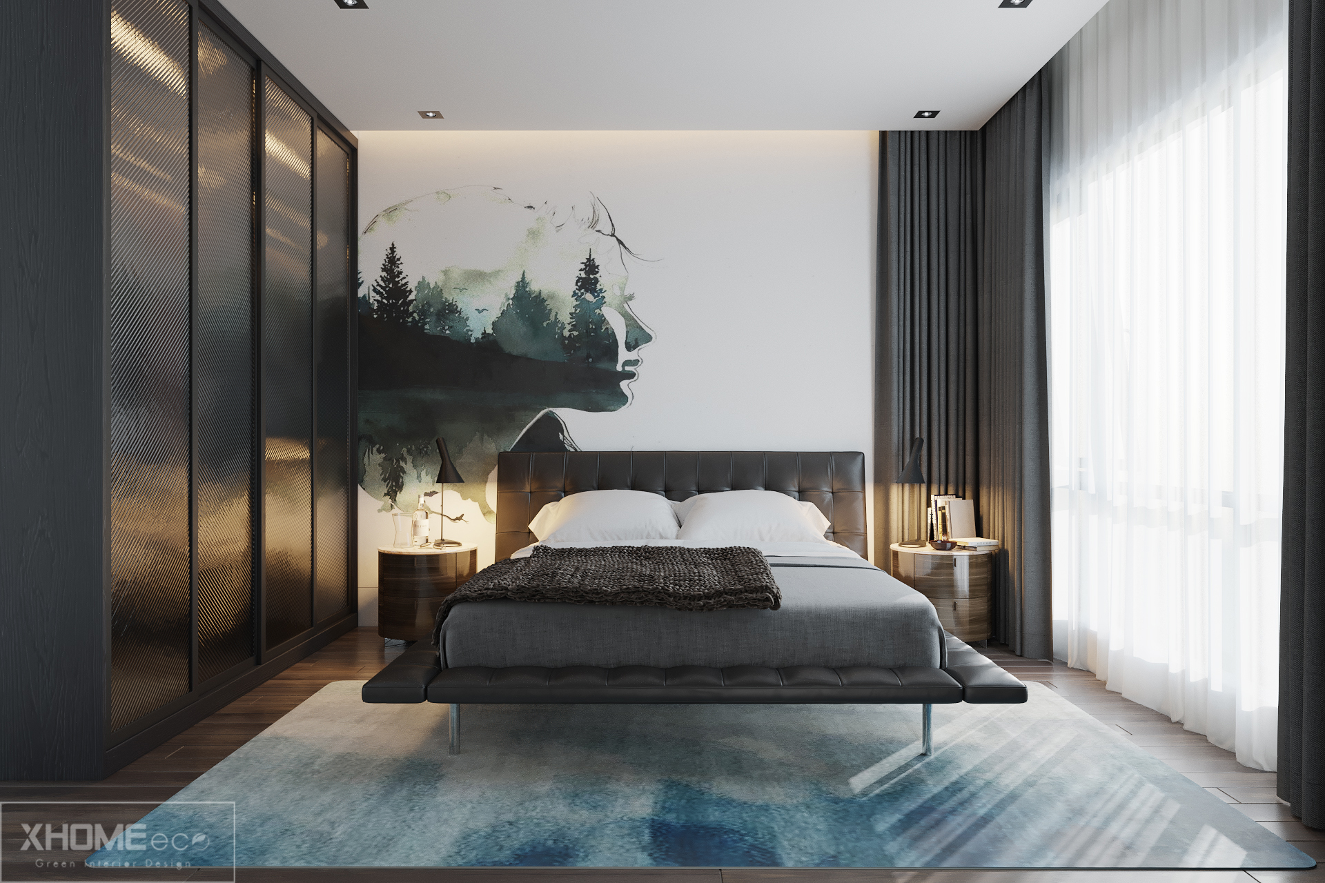 Phòng ngủ kết hợp phong cách tối giản và cá tính